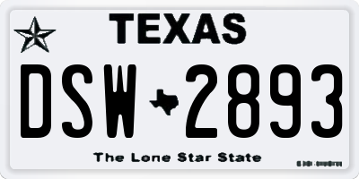 TX license plate DSW2893