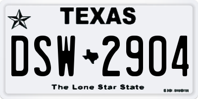 TX license plate DSW2904