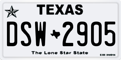 TX license plate DSW2905