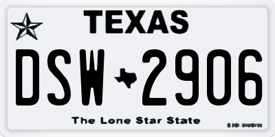 TX license plate DSW2906