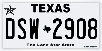 TX license plate DSW2908