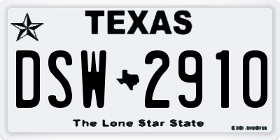 TX license plate DSW2910