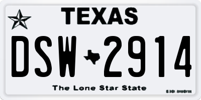 TX license plate DSW2914
