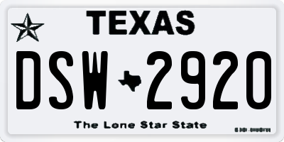 TX license plate DSW2920