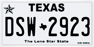TX license plate DSW2923