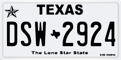 TX license plate DSW2924