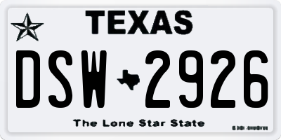 TX license plate DSW2926