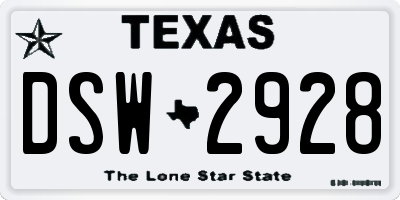 TX license plate DSW2928