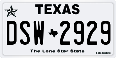 TX license plate DSW2929