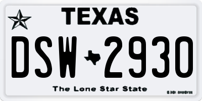 TX license plate DSW2930
