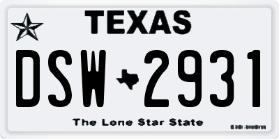 TX license plate DSW2931