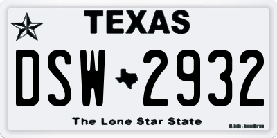 TX license plate DSW2932