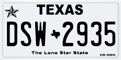 TX license plate DSW2935