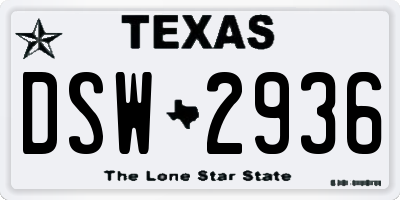 TX license plate DSW2936