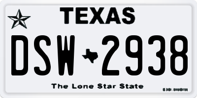 TX license plate DSW2938