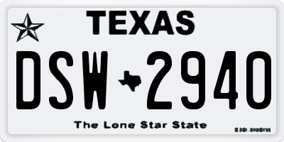 TX license plate DSW2940