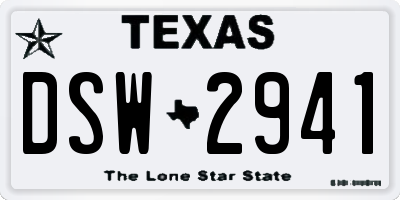 TX license plate DSW2941