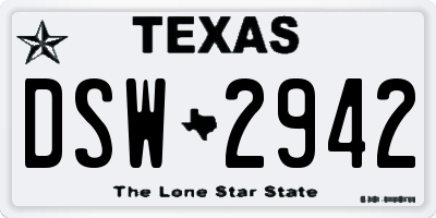 TX license plate DSW2942