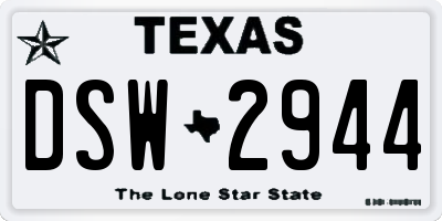 TX license plate DSW2944