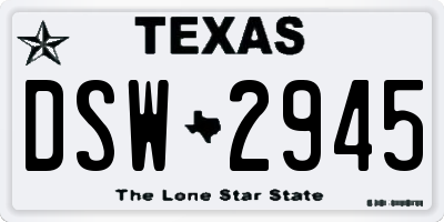TX license plate DSW2945