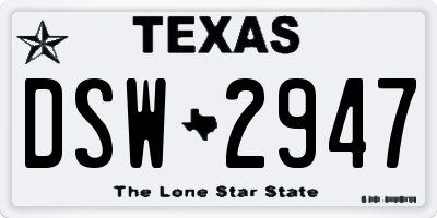 TX license plate DSW2947
