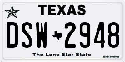 TX license plate DSW2948