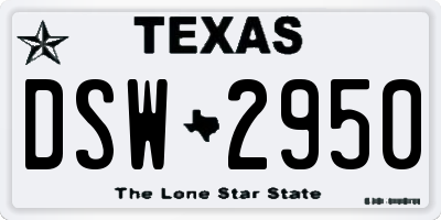 TX license plate DSW2950