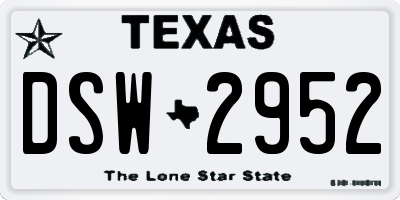 TX license plate DSW2952