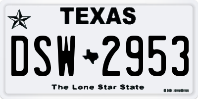 TX license plate DSW2953