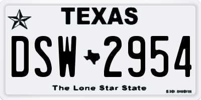 TX license plate DSW2954