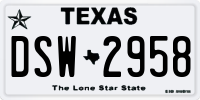 TX license plate DSW2958