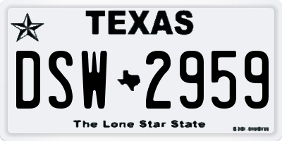 TX license plate DSW2959