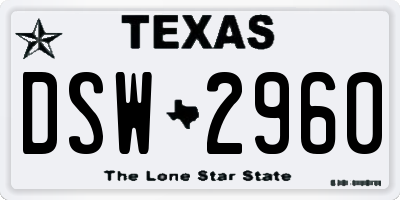 TX license plate DSW2960