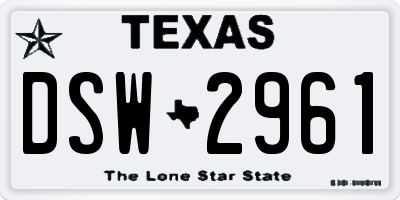 TX license plate DSW2961
