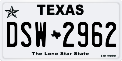 TX license plate DSW2962