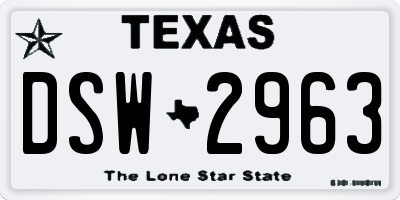 TX license plate DSW2963