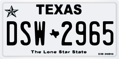 TX license plate DSW2965