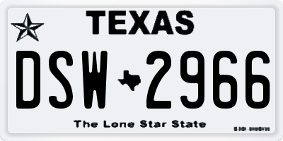 TX license plate DSW2966