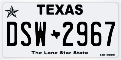 TX license plate DSW2967