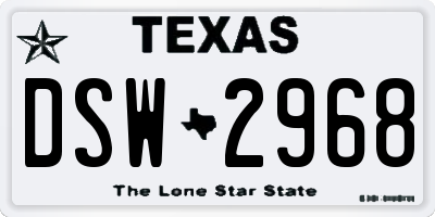 TX license plate DSW2968
