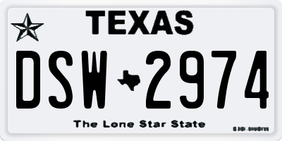 TX license plate DSW2974