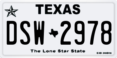 TX license plate DSW2978