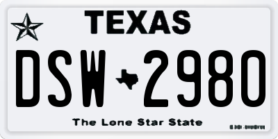 TX license plate DSW2980