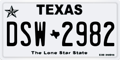 TX license plate DSW2982