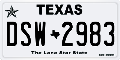 TX license plate DSW2983