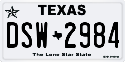 TX license plate DSW2984