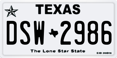 TX license plate DSW2986