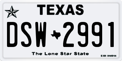 TX license plate DSW2991