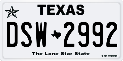 TX license plate DSW2992