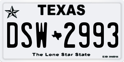 TX license plate DSW2993